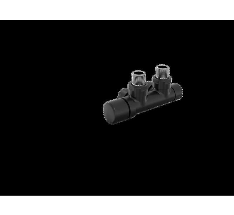 Robinetterie thermostatisable H coudé 1/2'', tête man. gauche - Kit Q couleur | 991609_Robinetterie en H équerre_Tête à gauche_Kit Q_Black Matt_0557_Vue gauche.jpg