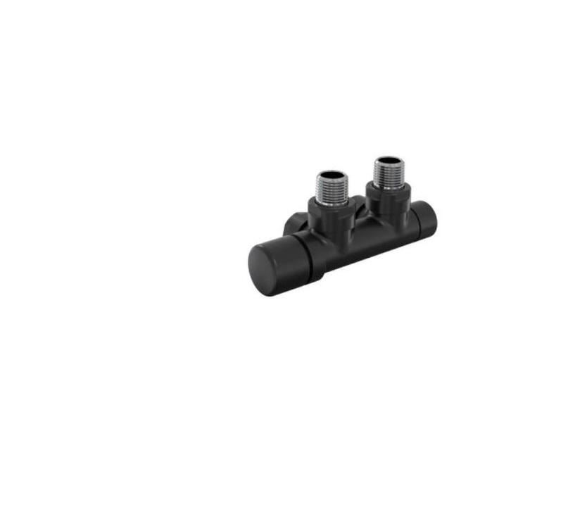 Robinetterie thermostatisable H coudé 1/2'', tête man. gauche - Kit Q couleur | 991609_Robinetterie en H équerre_Tête à gauche_Kit Q_Black Matt_0557_Vue gauche.jpg