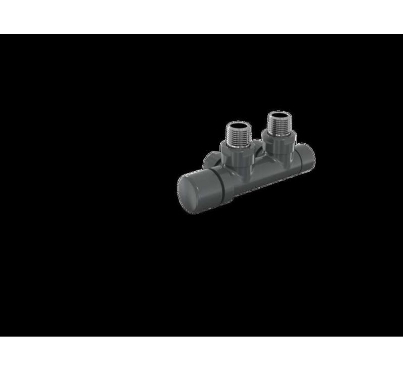 Robinetterie thermostatisable H coudé 1/2'', tête man. gauche - Kit Q couleur | 991609_Robinetterie en H équerre_Tête à gauche_Kit Q_Volcanic_0336_Vue gauche.jpg